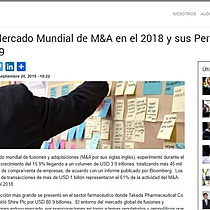 El Mercado Mundial de M&A en el 2018 y sus Perspectivas para el 2019